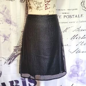 Leon Max Black Checkerboard Textured A-Line Skirt - Women Sz. 8